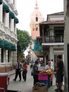 Cartagena Colombia - straatje in het centrum nabij Plaza Santa Domingo